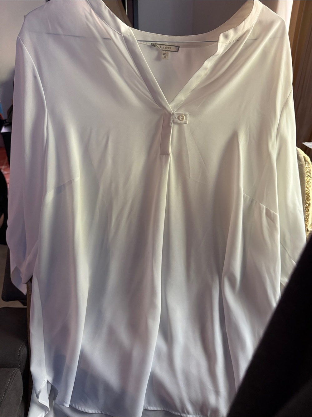 All Saints White Long Sleeve V-Neck Blouse